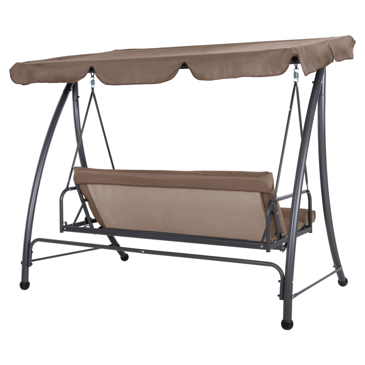 PORCH SWINGER-BED 3-SEATER LIKID HM5980.02 METAL FRAME IN GREY-FABRIC IN LIGHT BROWN 194x119x210Hcm. [7]