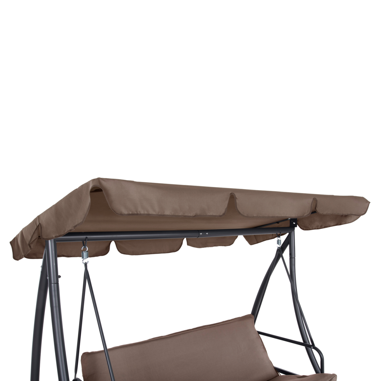 PORCH SWINGER-BED 3-SEATER LIKID HM5980.02 METAL FRAME IN GREY-FABRIC IN LIGHT BROWN 194x119x210Hcm. [8]