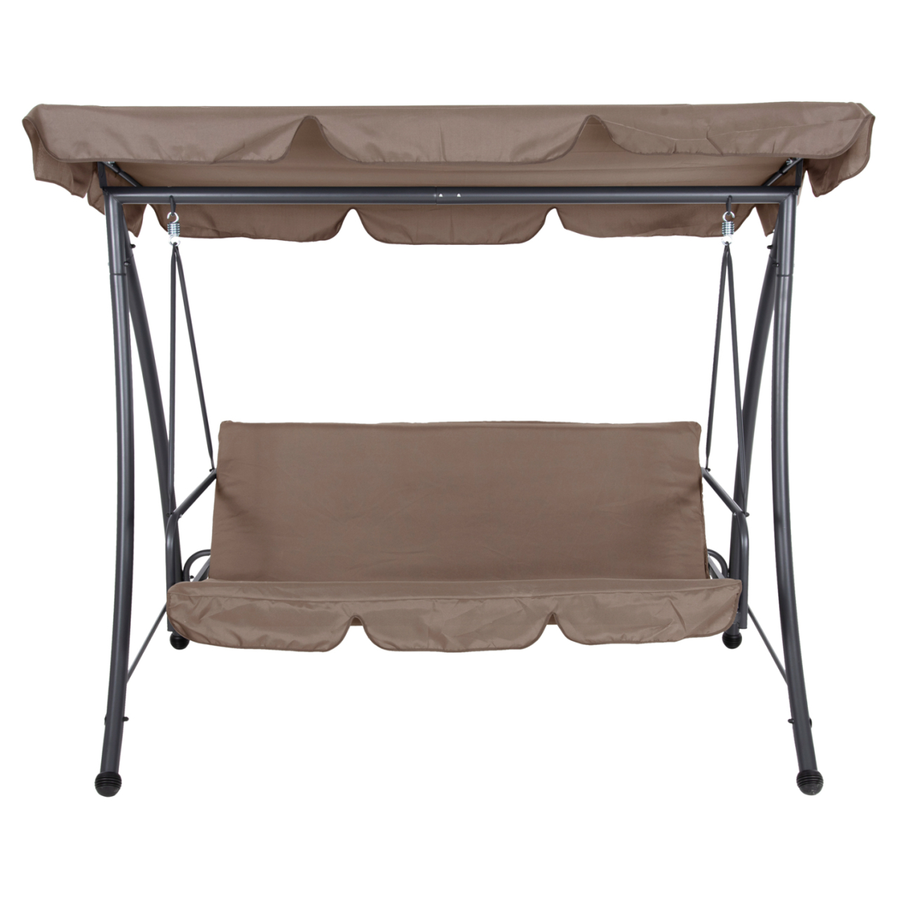 PORCH SWINGER-BED 3-SEATER LIKID HM5980.02 METAL FRAME IN GREY-FABRIC IN LIGHT BROWN 194x119x210Hcm. [3]