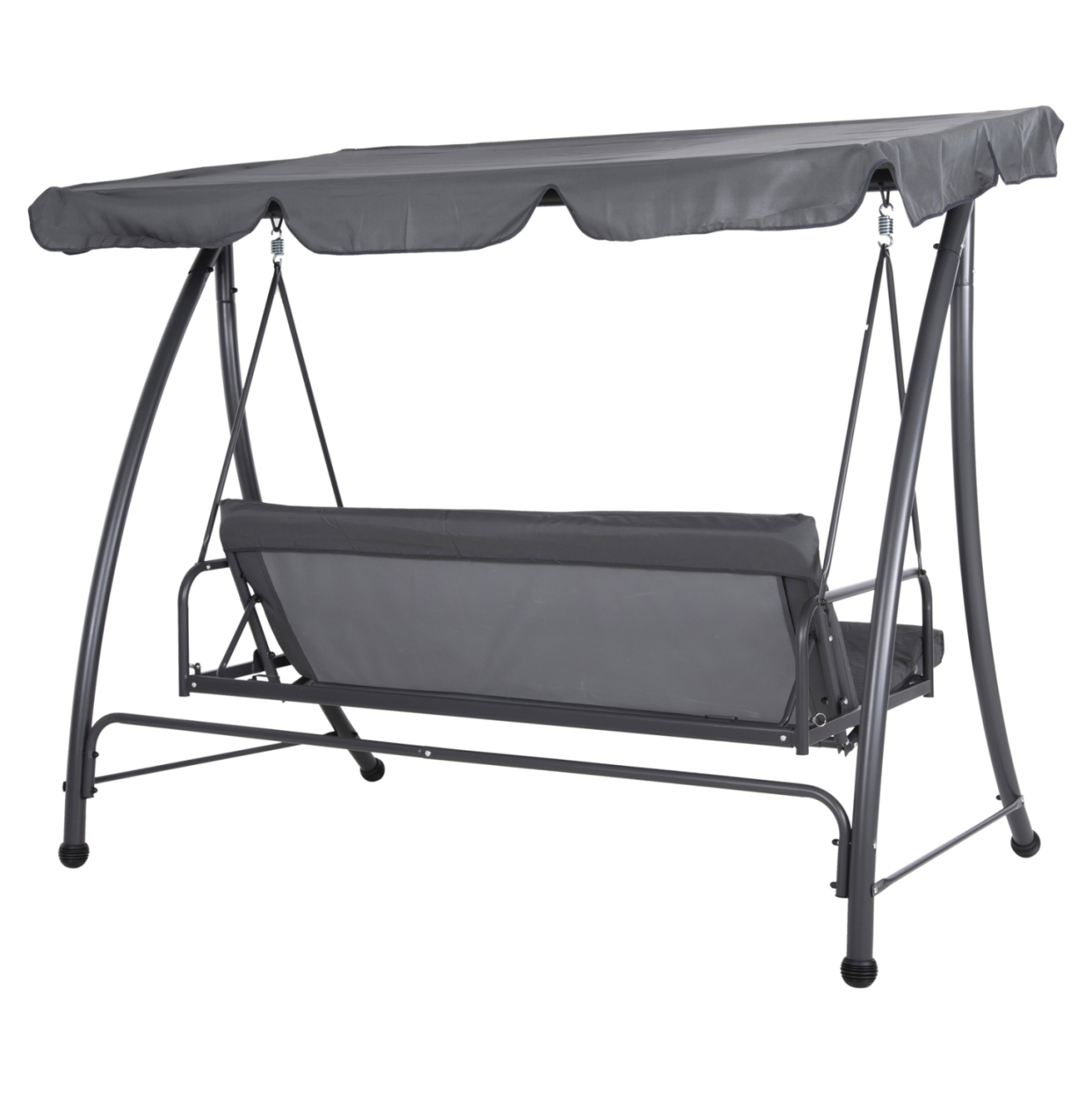 PORCH SWINGER-BED 3-SEATER WITH SUNSHIELD LIKID HM5980.01 METAL FRAMEandFABRIC IN GREY 194x119x210Hcm. [7]