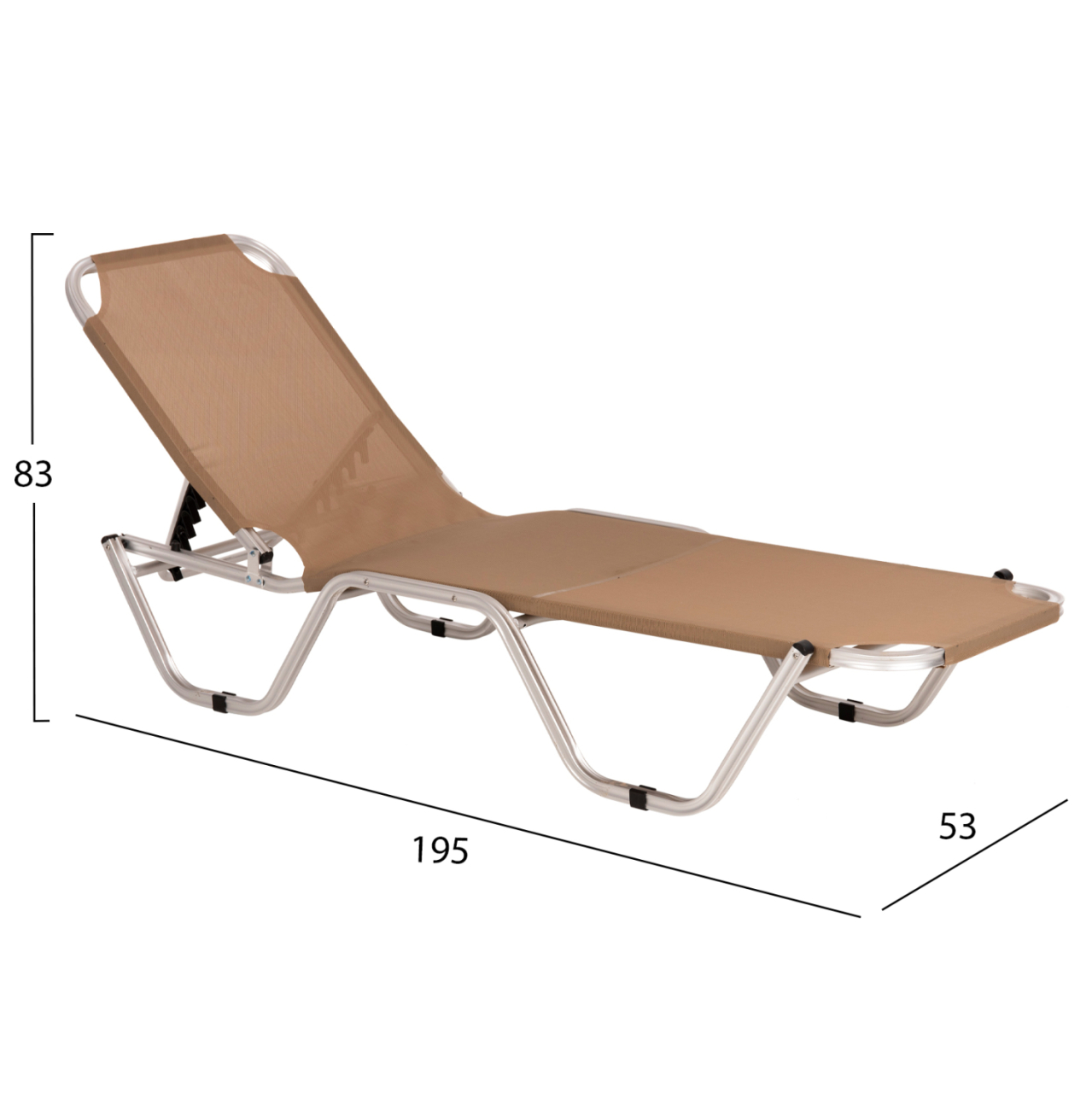Professional aluminum sunbed HM5071.80 Mocha 60x190x30-91 cm [2]