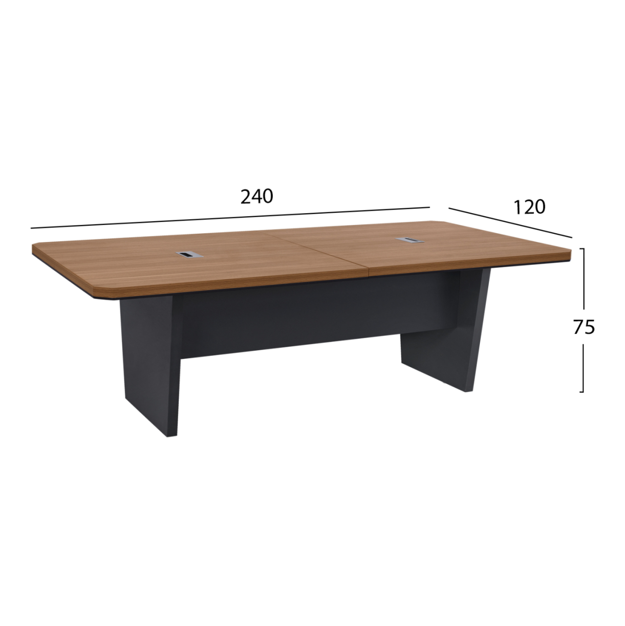 Professional Conference desk HM2361 in natural and dark grey 240x120x75cm [2]