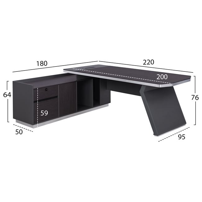 PROFESSIONAL LEFT CORNER OFFICE DESK ROSEWOOD HM2084L 220x180x76Hcm [2]