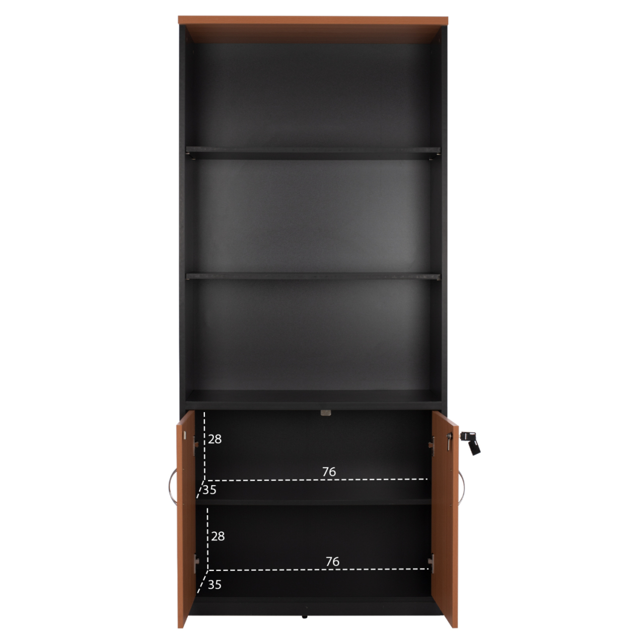 Professional office bookcase HM2014.01 oak color with 2 doors 80Χ39Χ179 [4]