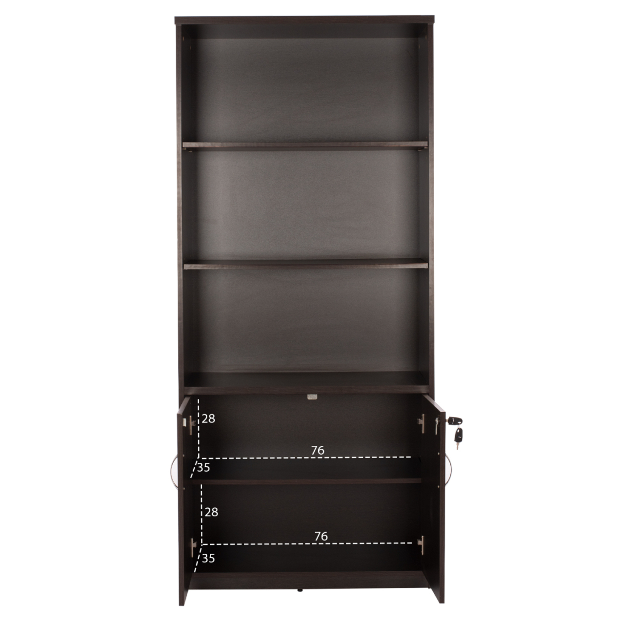 Professional office bookcase HM2014.02 wenge color with 2 doors 80Χ39Χ179 [4]