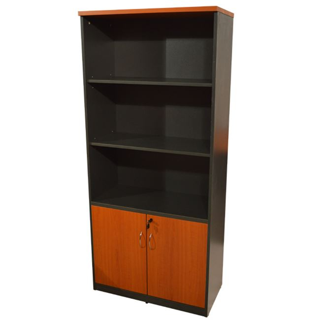 Professional office bookcase HM2014.03 cherry color with 2 doors 80Χ39Χ179cm [2]
