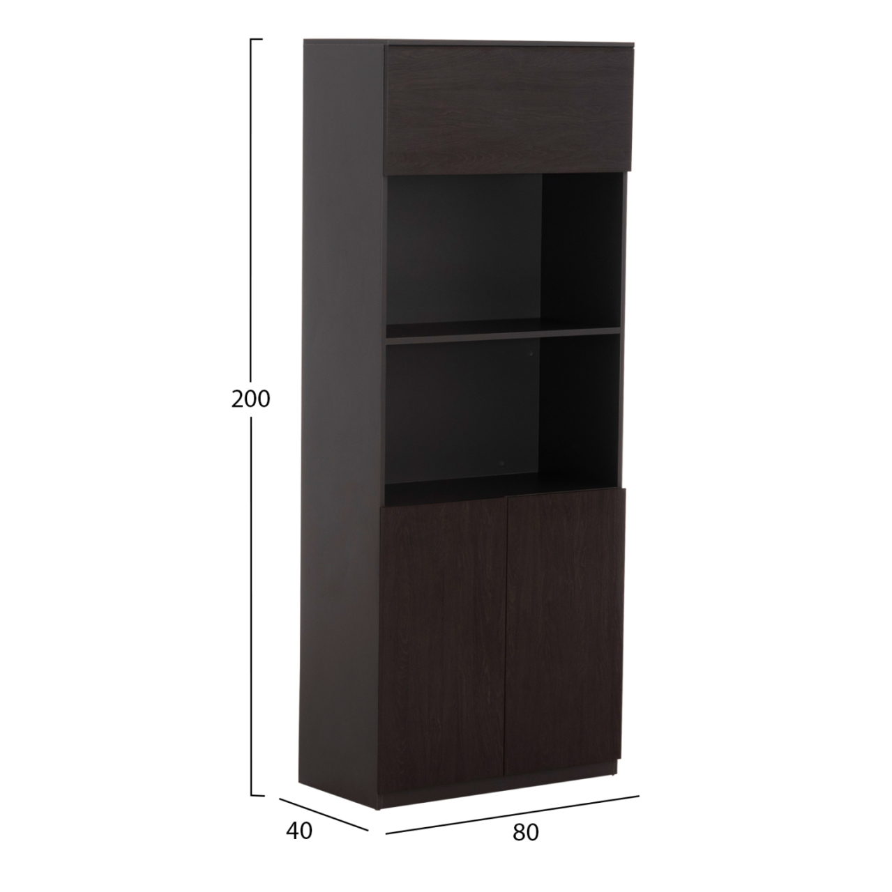 PROFESSIONAL OFFICE BOOKCASE ROSEWOOD HM2089 MELAMINE IN GREY-WENGE 80x40x200Hcm [2]