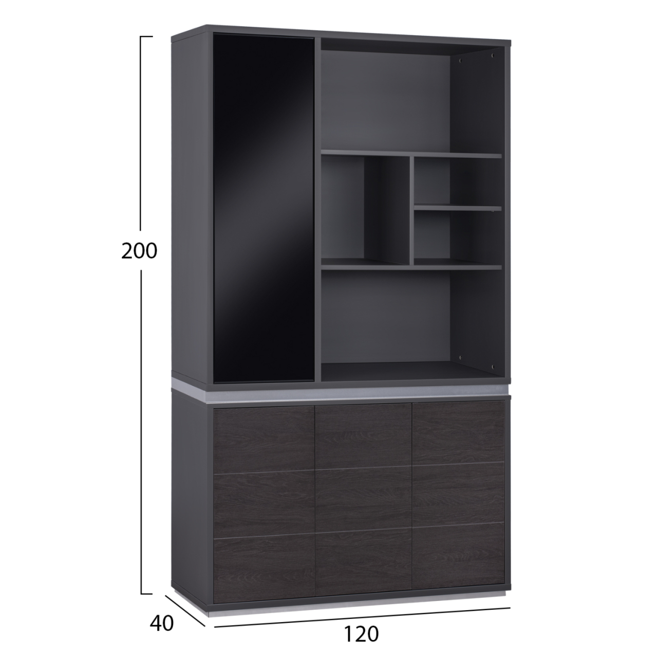 PROFESSIONAL OFFICE BOOKCASE ROSEWOOD HM2091L 120x40x200cm [2]