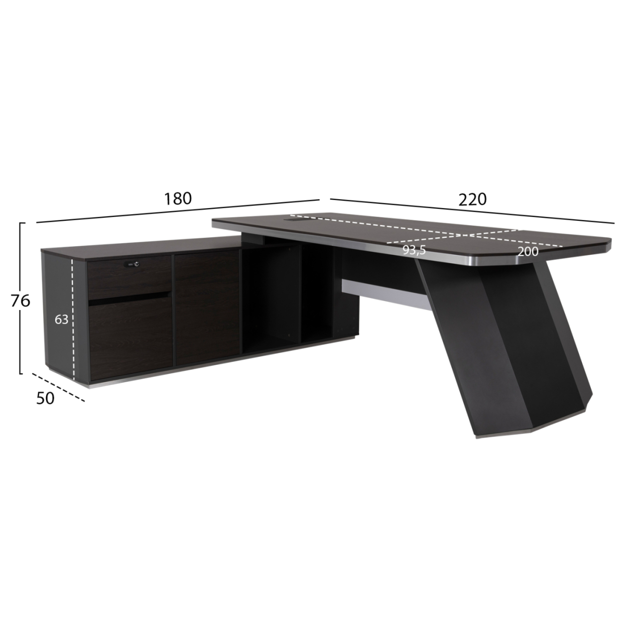 PROFESSIONAL OFFICE DESK LEFT CORNER ROSEWOOD HM2083L 220x180x76Hcm [2]