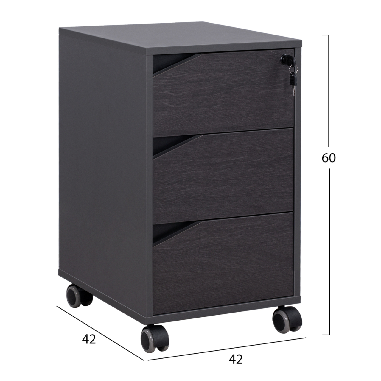 Professional Office Drawer with wheels Rosewood HM2108 40x42x60Ηcm [2]