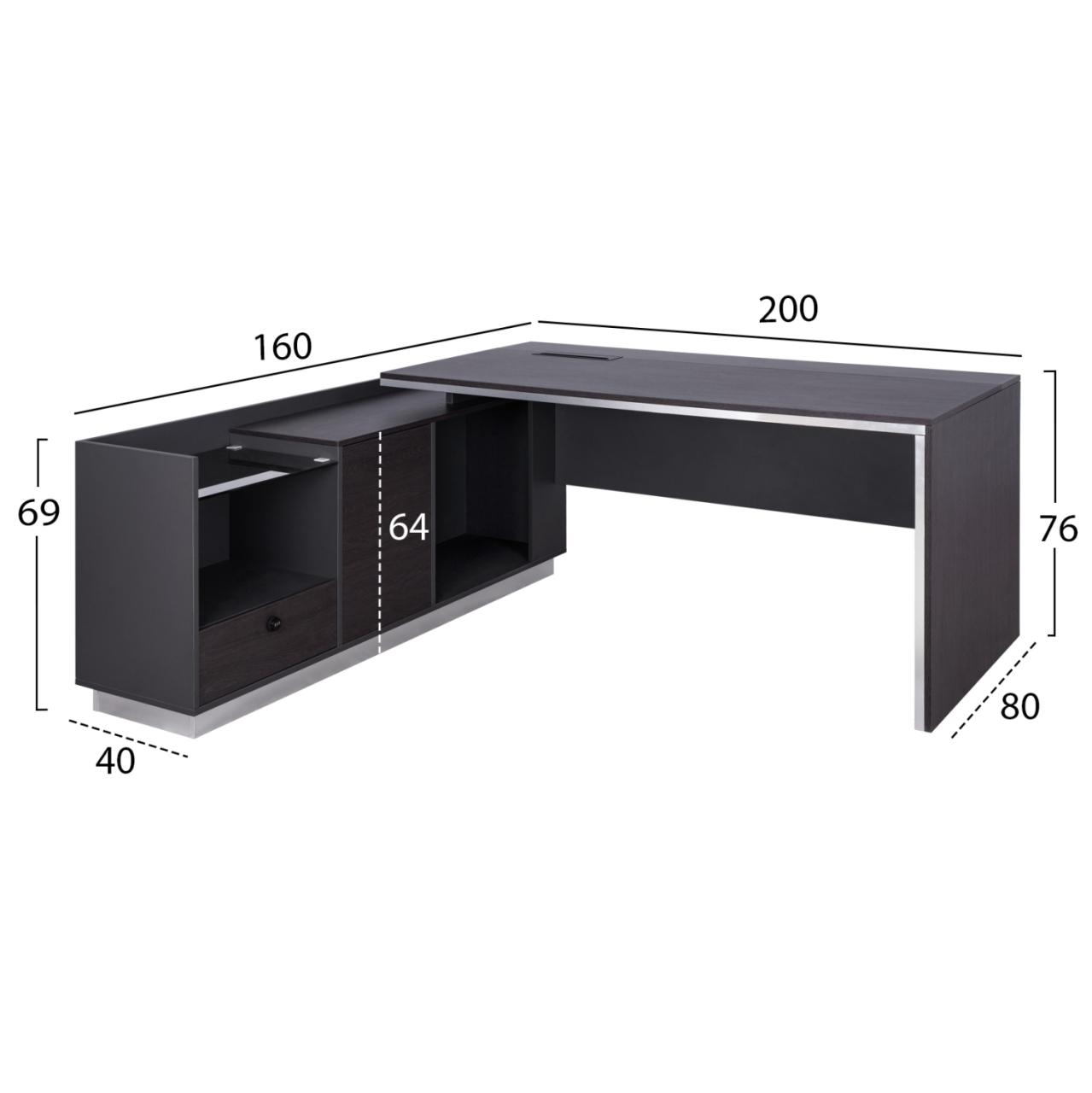 Professional Office Left Corner Rosewood HM2112L 200x160x76cm [2]
