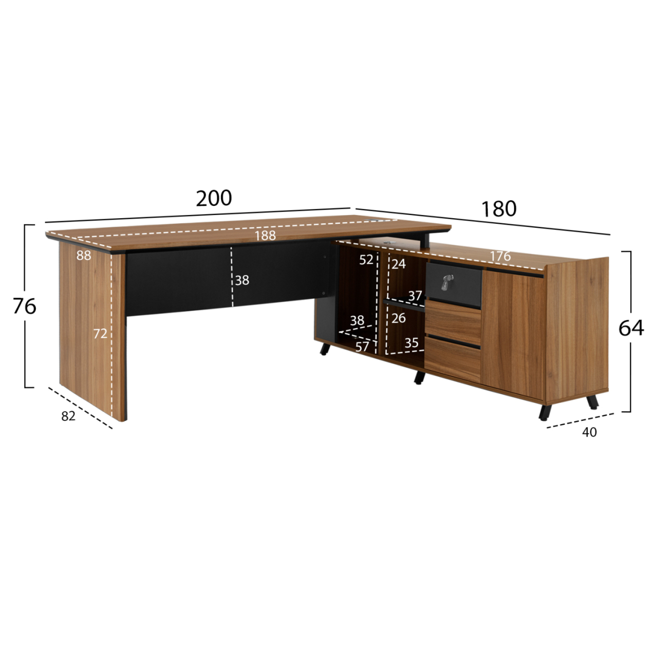 Professional Office Library Reversible Corner Supreme 200x180x76 HM2384 [2]