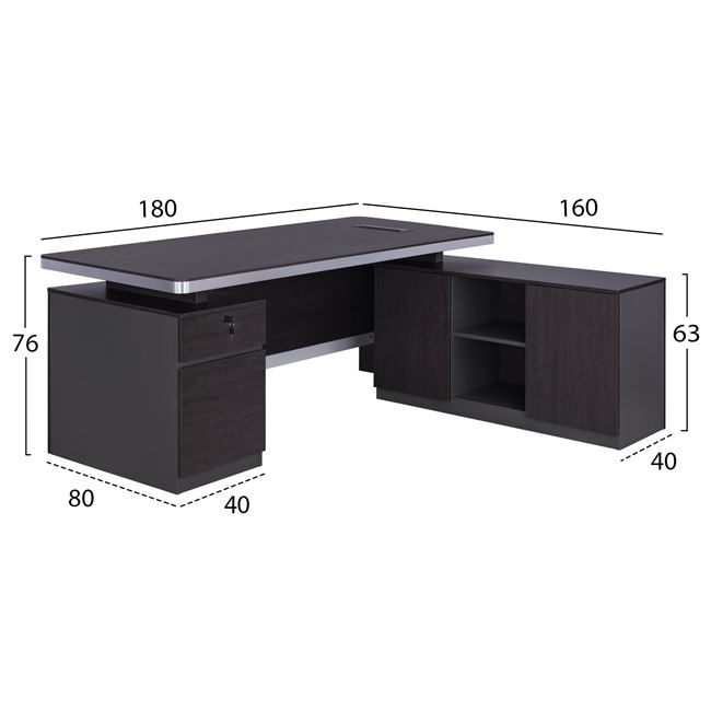 Professional office right corner HM2092R Rosewood 180x160x76cm [2]