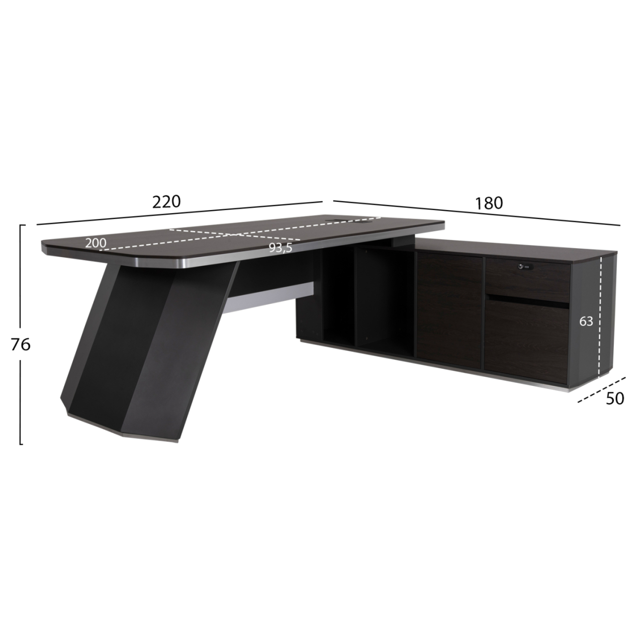 Professional office right corner Rosewood HM2083R 220x180x76Ηcm [2]