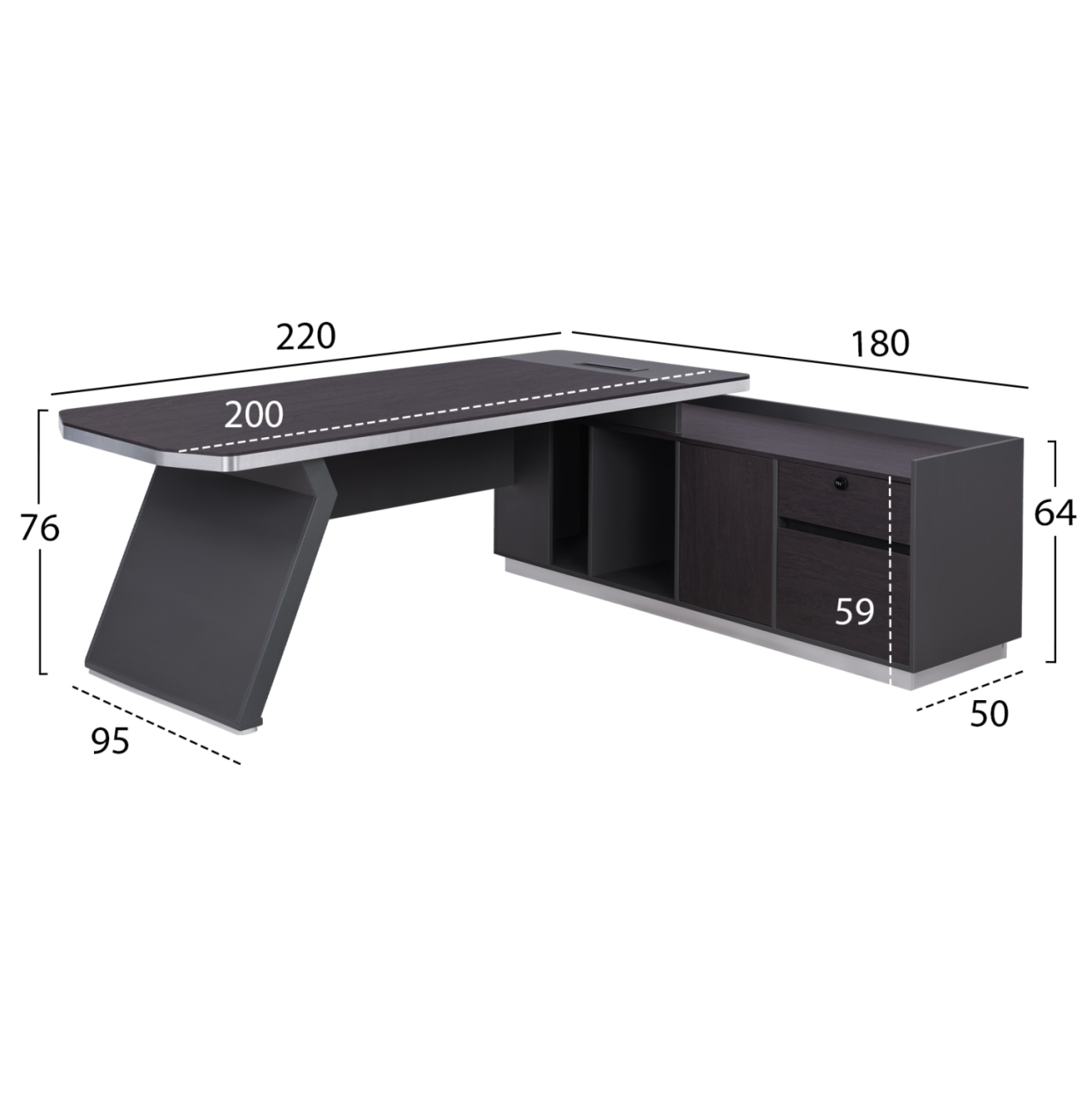 Professional office right corner Rosewood HM2084R 220x180x76cm [2]
