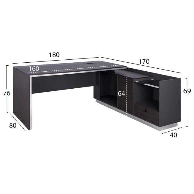 Professional office right corner Rosewood HM2086R 180x170x76cm [2]