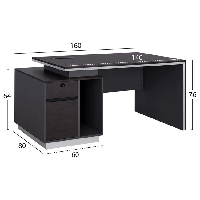 Professional office with left cabinet Rosewoof HM2087L 160x80x76cm [2]