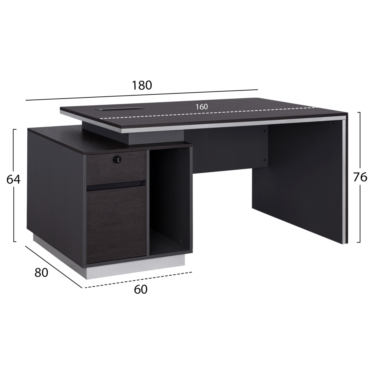 Professional Office with left closet Rosewood HM2113L 180x80x76cm [2]