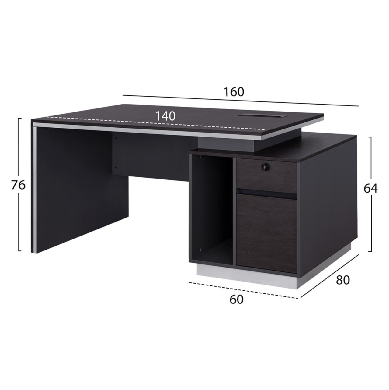 Professional office with right cabinet Rosewood HM2087R 160x80x76cm [2]