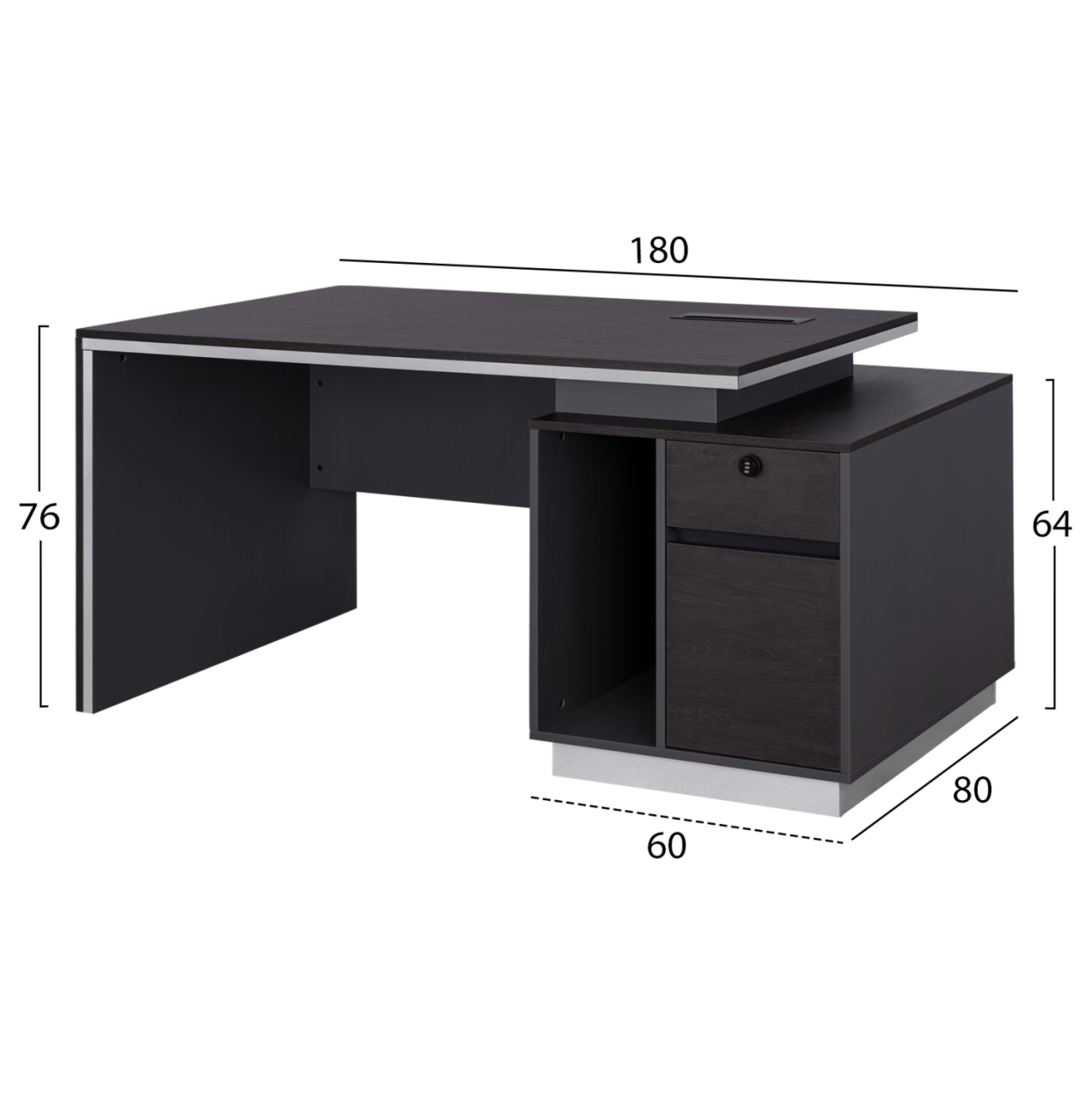 Professional Office with Right closet Rosewood HM2113R 180x80x76cm [2]