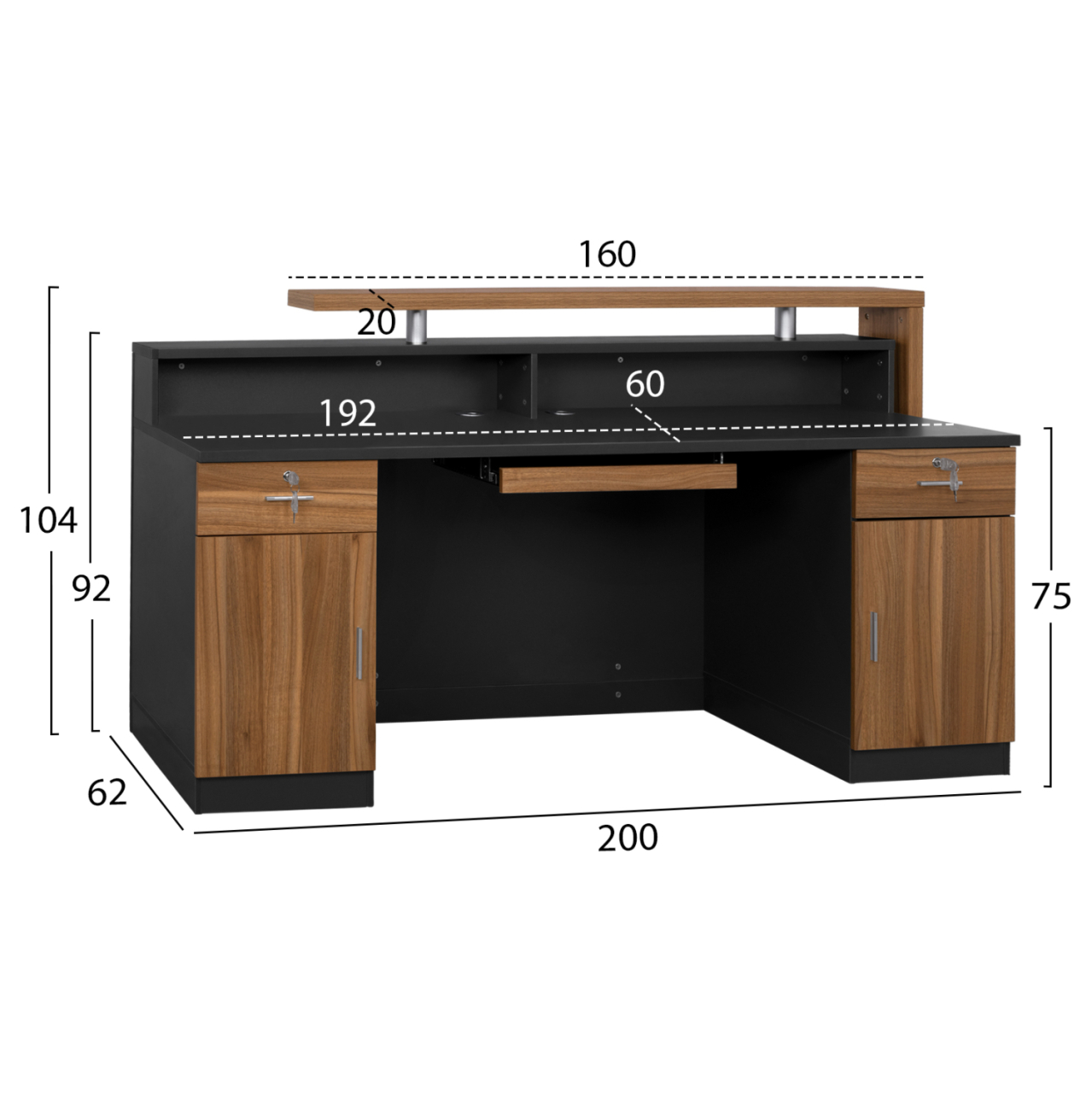 Professional reception desk Supreme 200x62x104 HM2362 [2]