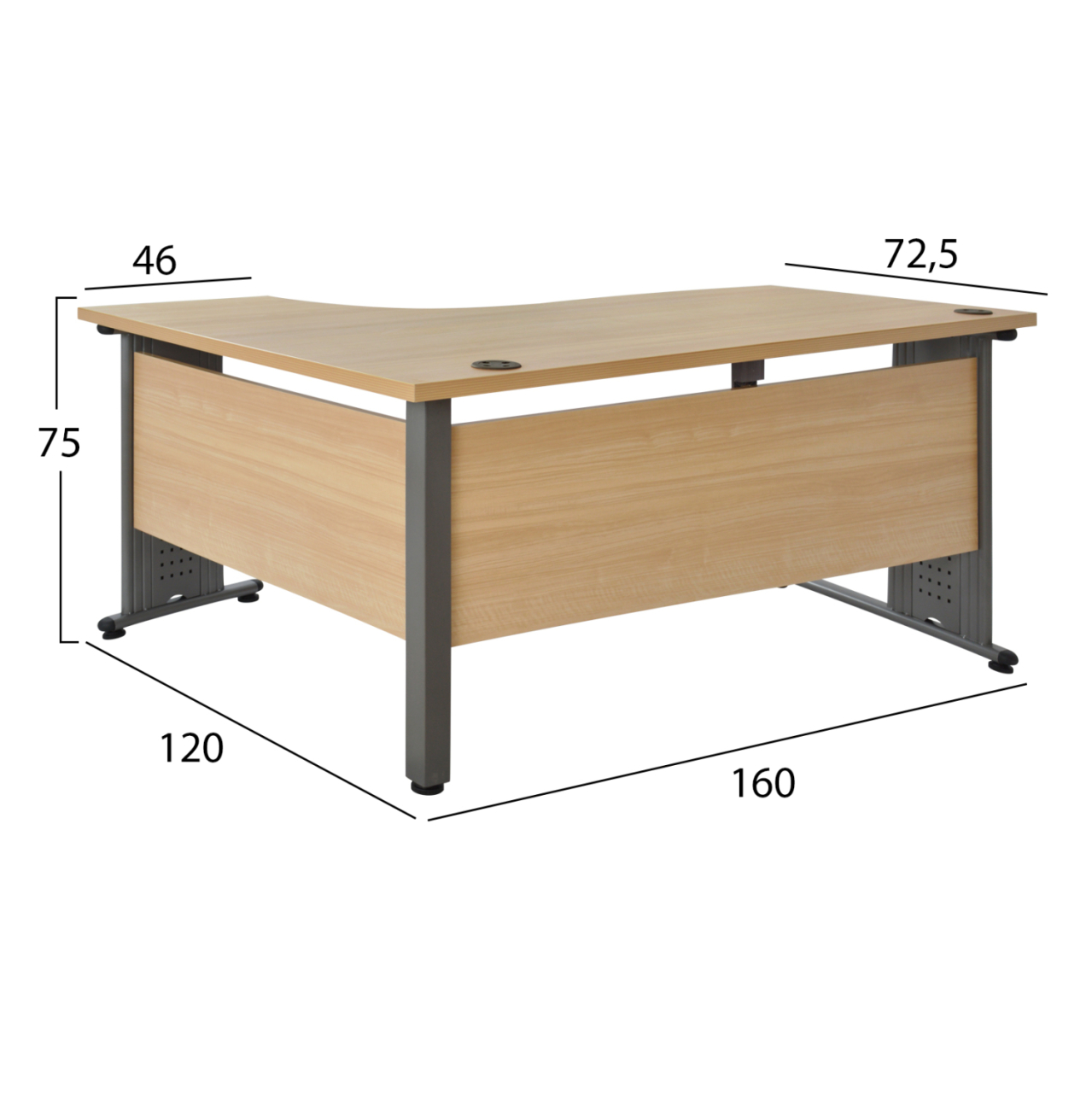 Professional right corner office HM2043.01R in oak color 160x120x75 [2]