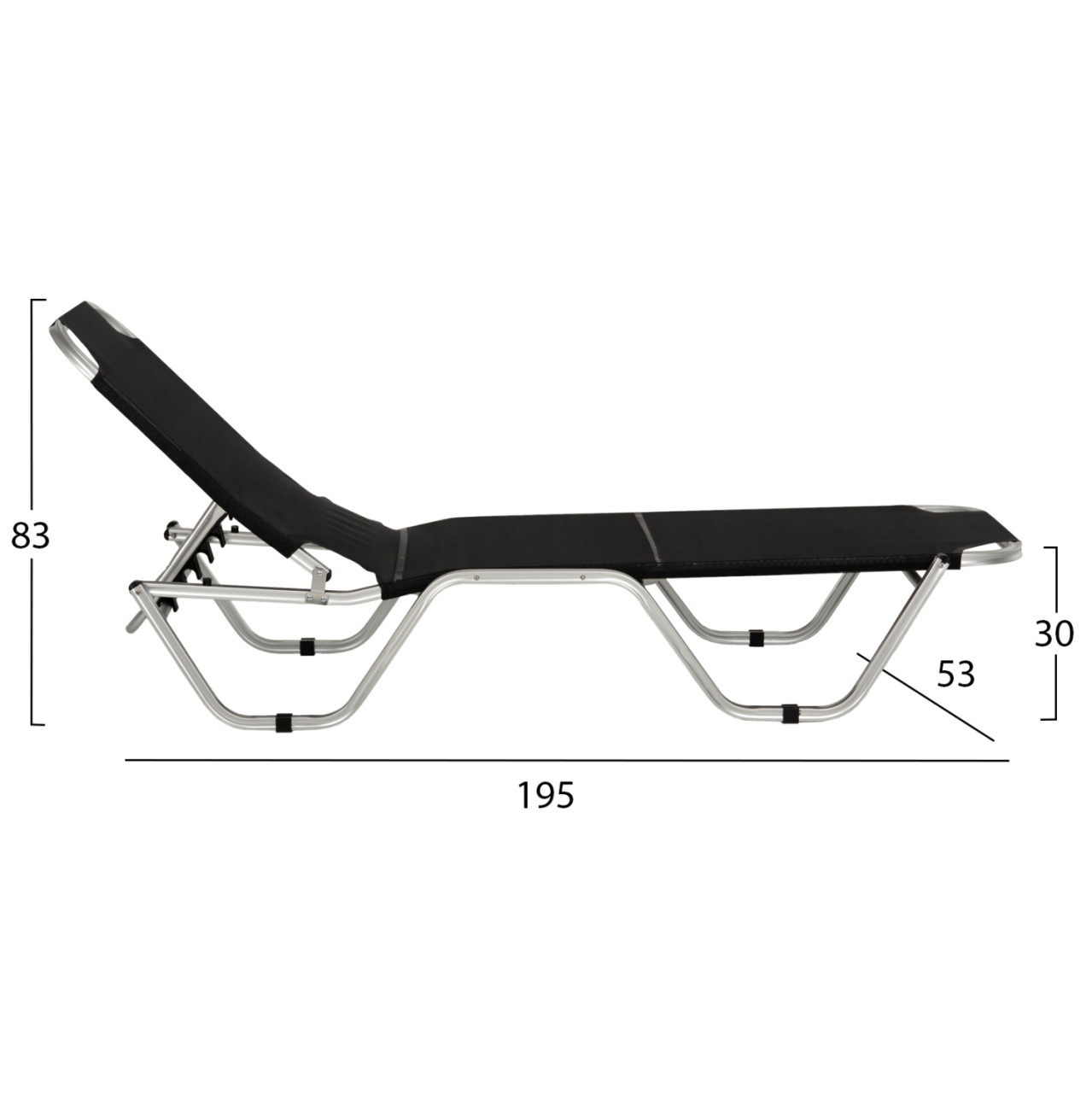 Professional sunbed aluminum WALDO HM5071.90 Black 195x53-60x30 cm [2]