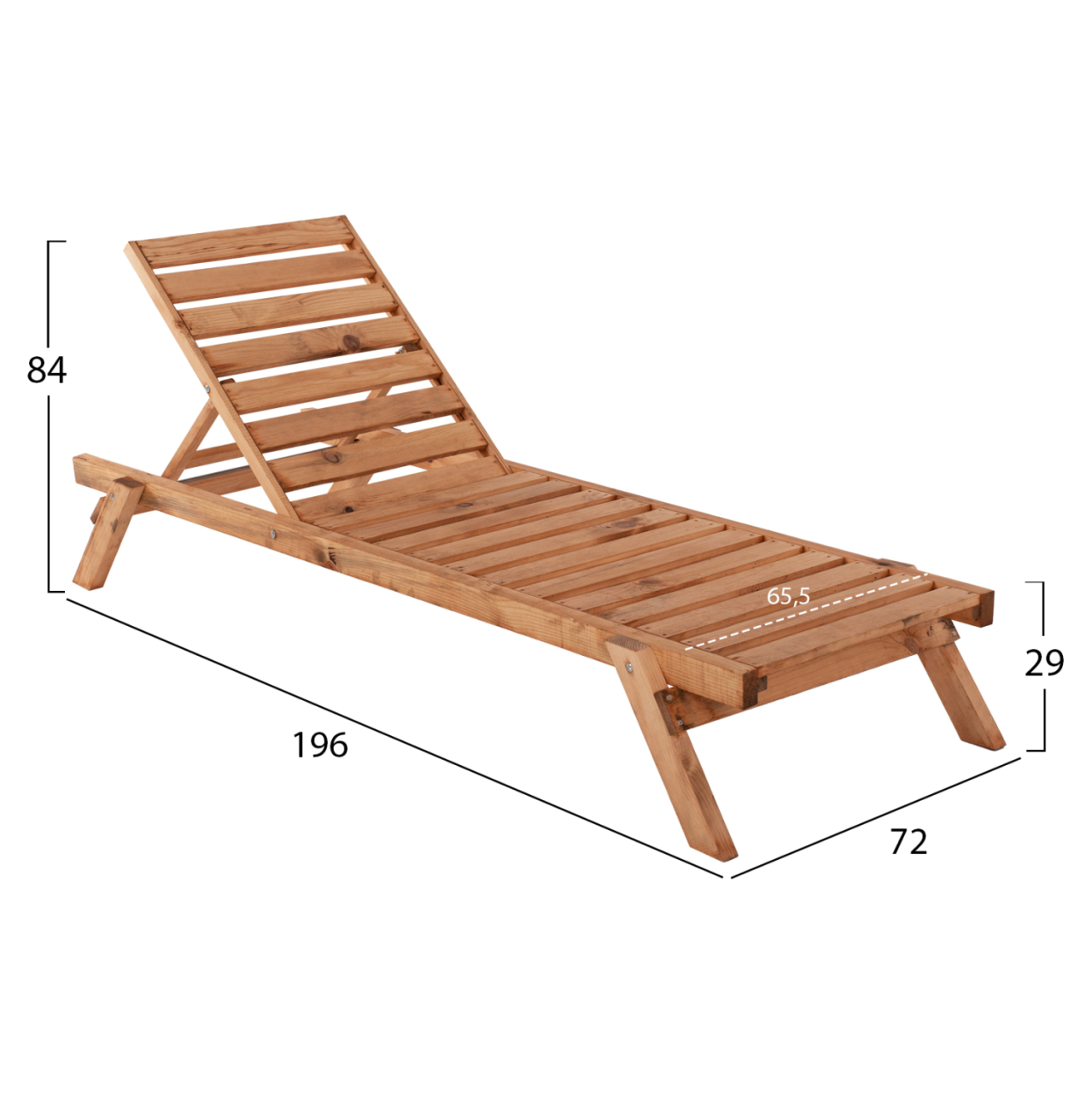 PROFESSIONAL SUNBED HM11431.03 FIR WOOD IN NATURAL SHADE 72x196x29-84H cm. [2]