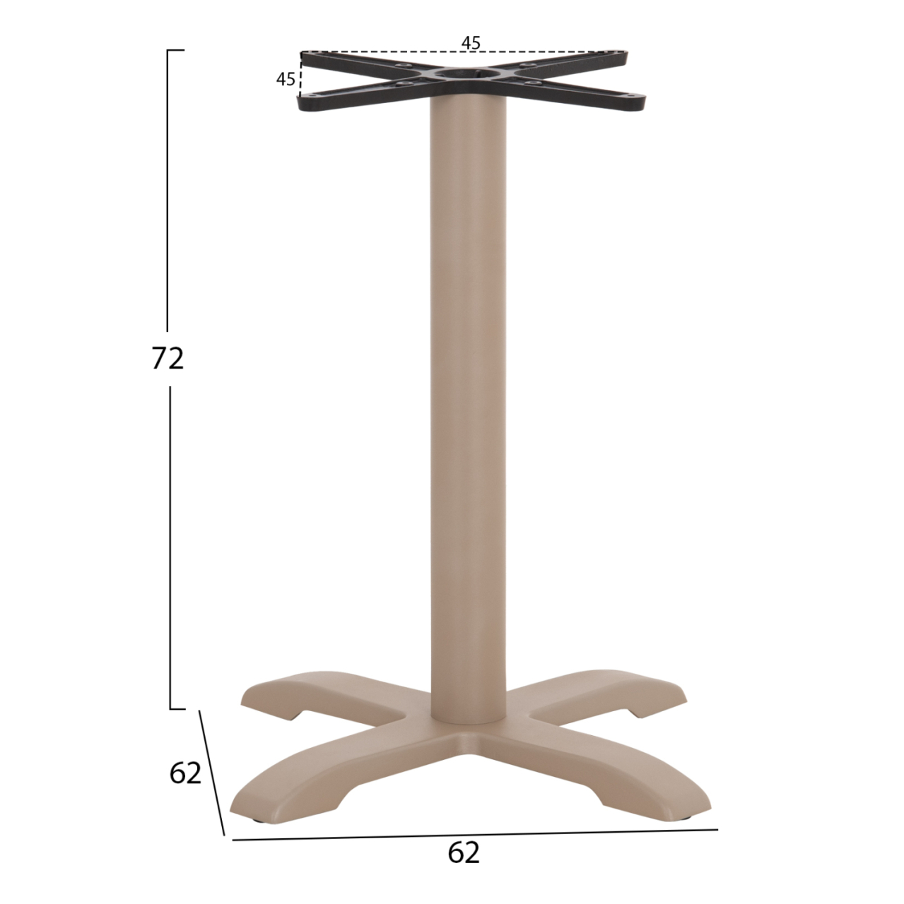 PROFESSIONAL TABLE BASE 4-PRONGED HM406.25 STEEL/CAST IRON--CAPPUCCINO 62x62x72Hcm. [2]