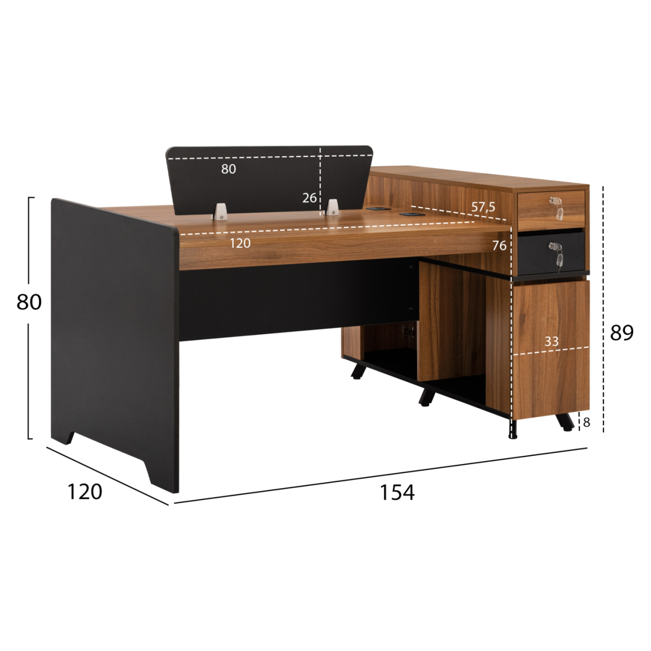 Professional workstation desk for 2 People Supreme HM2374 154x120x89cm [2]