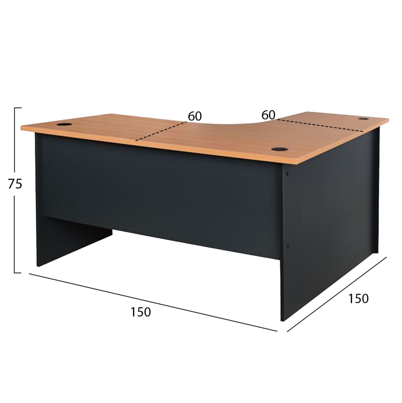 Proffesional office corner HM2019.01 Oak 150Χ150Χ75 [2]