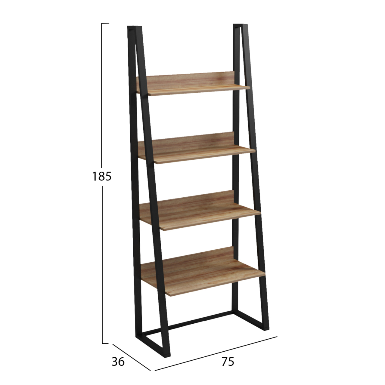 RACK IZABEL HM18376.01 METAL FRAME--MELAMINE IN OAK 75x36x185Hcm. [2]