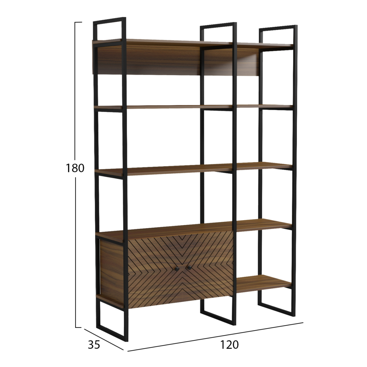 RACK NEZER HM18377.03 METAL FRAME--MELAMINE IN WALNUT 120x35x180Hcm. [2]