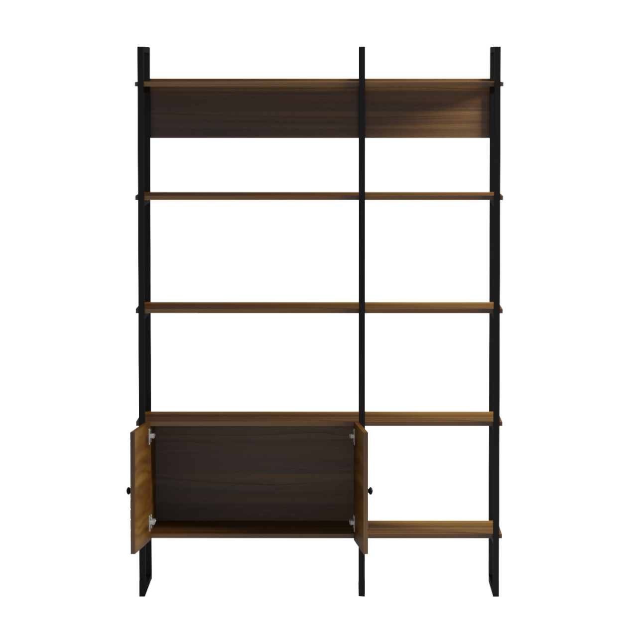 RACK NEZER HM18377.03 METAL FRAME--MELAMINE IN WALNUT 120x35x180Hcm. [5]
