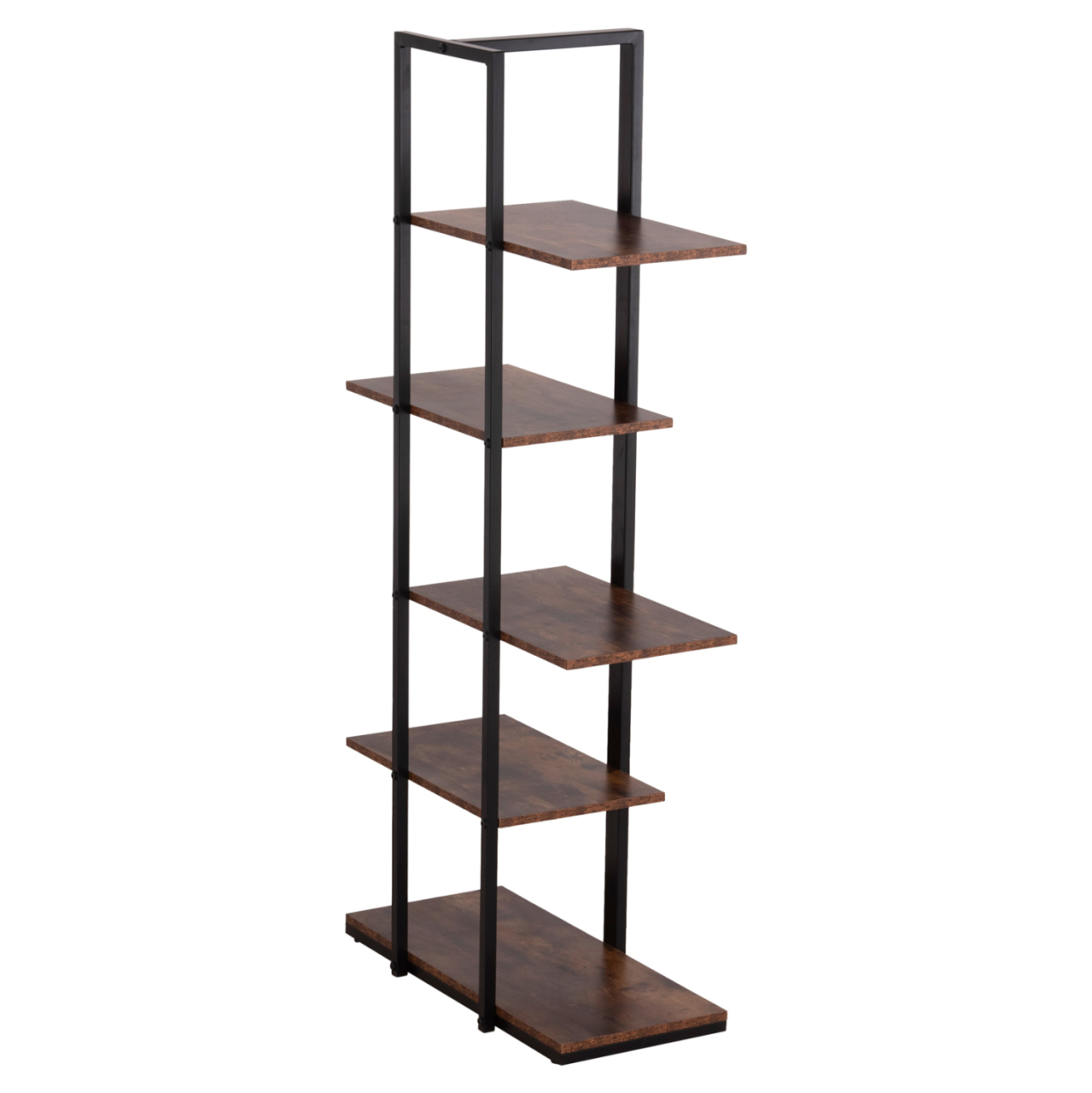 RACK OMNI HM18074.04 BLACK METAL FRAME-MELAMINE IN WALNUT 68x34.5x150.5Hcm. [5]