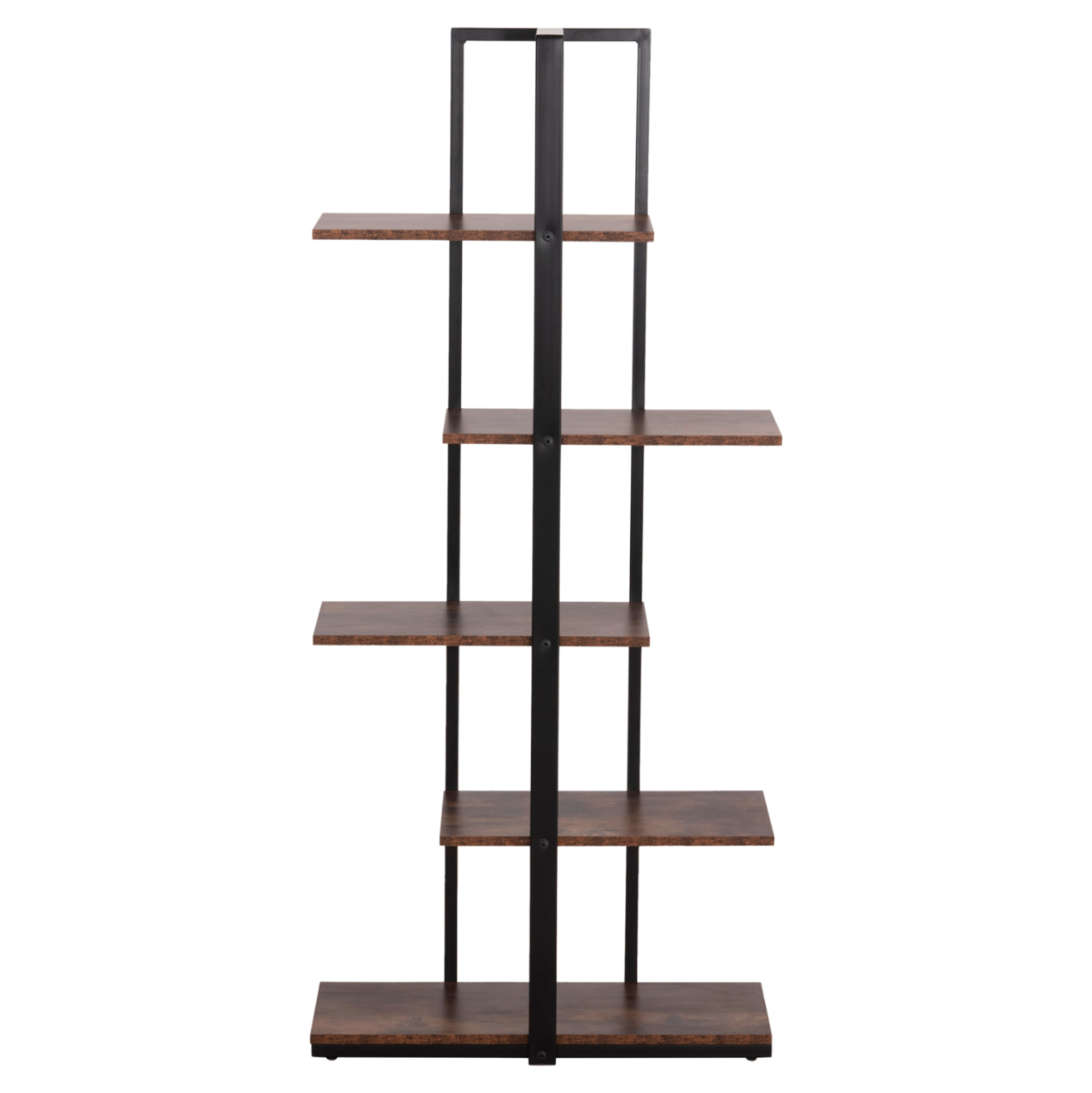 RACK OMNI HM18074.04 BLACK METAL FRAME-MELAMINE IN WALNUT 68x34.5x150.5Hcm. [3]