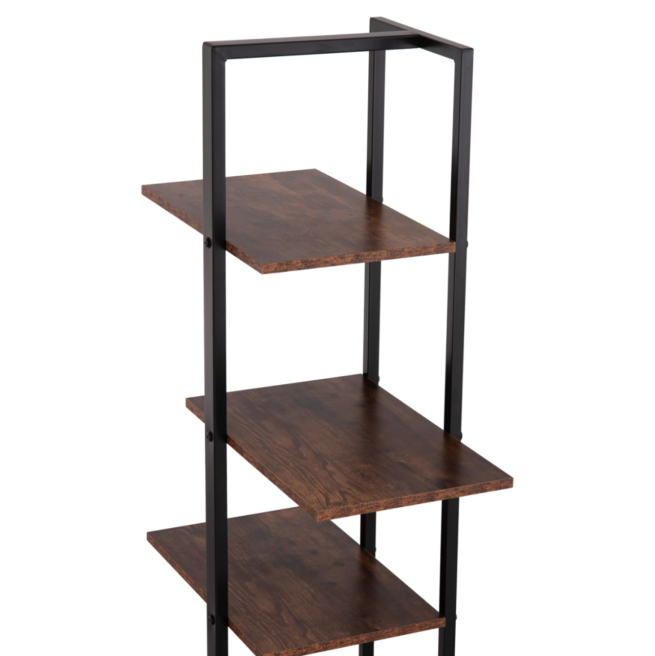 RACK OMNI HM18074.04 BLACK METAL FRAME-MELAMINE IN WALNUT 68x34.5x150.5Hcm. [7]