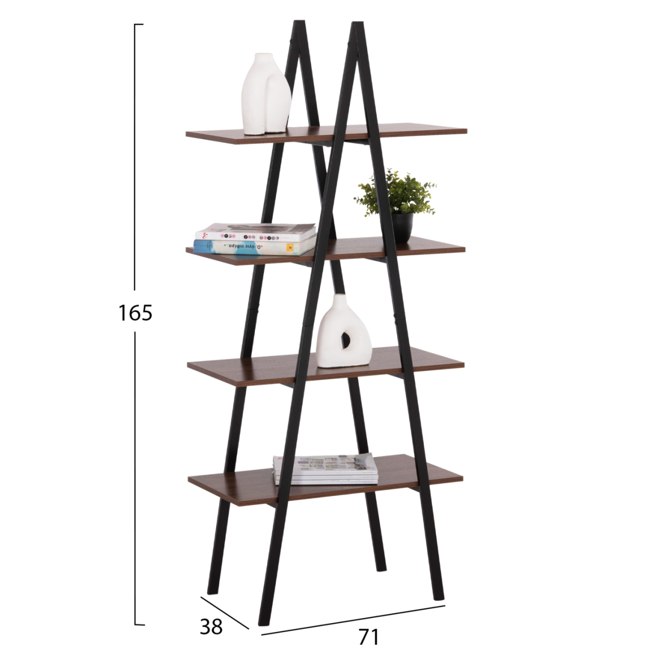RACK STAM HM18073.04 BLACK METAL FRAME-MELAMINE IN WALNUT 71x38x165Hcm. [2]