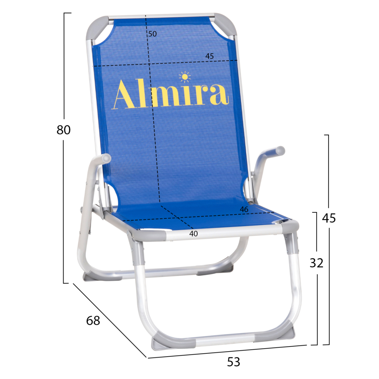 RAISED BEACH CHAIR HEAVY DUTY ALUMINUM ALMIRA HM6431.01 BLUE TEXTILENE 53x68x80Hcm [2]