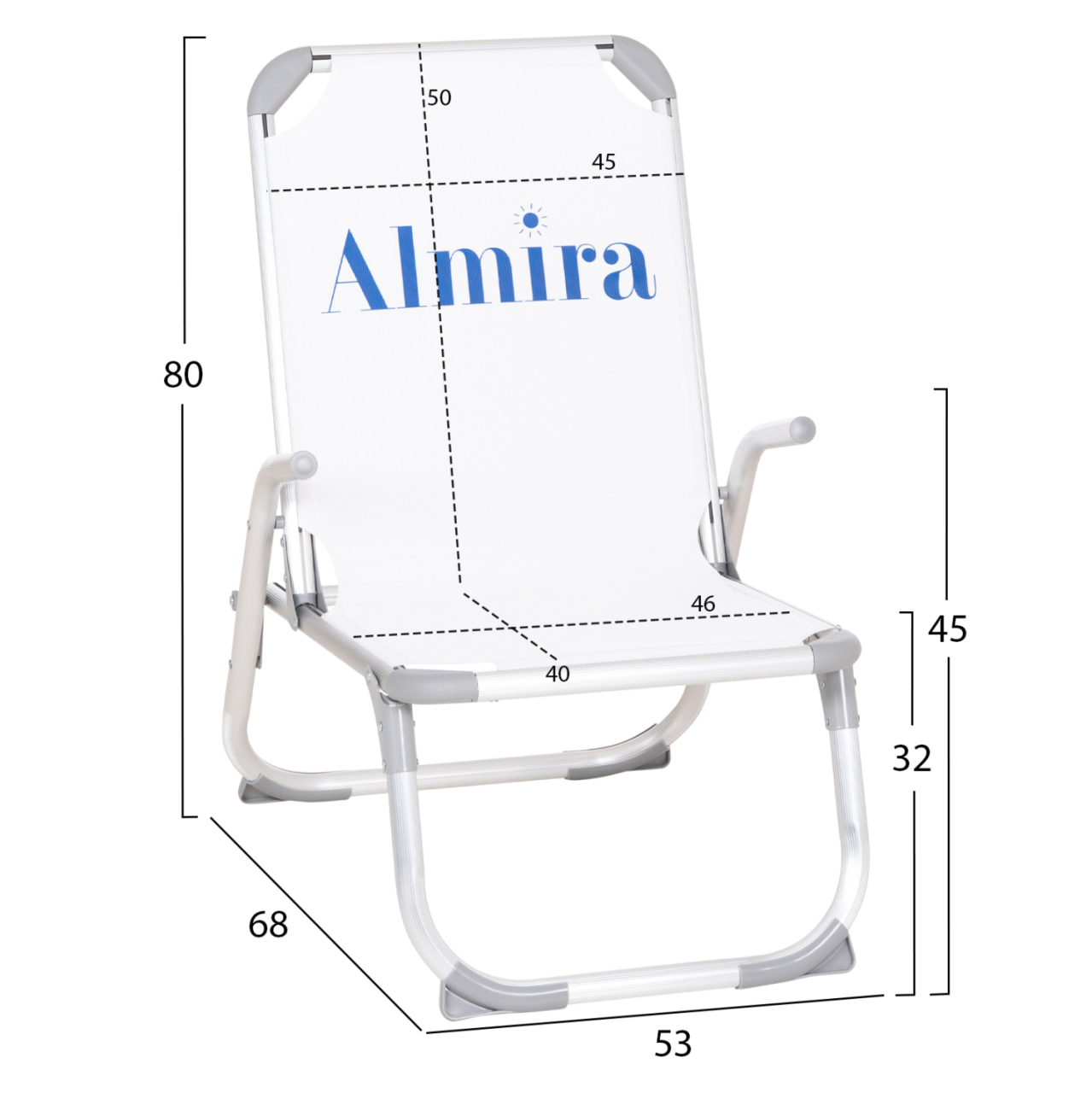 RAISED BEACH CHAIR HEAVY DUTY ALUMINUM ALMIRA HM6431.03 WHITE TEXTILENE 53x68x80Hcm [2]