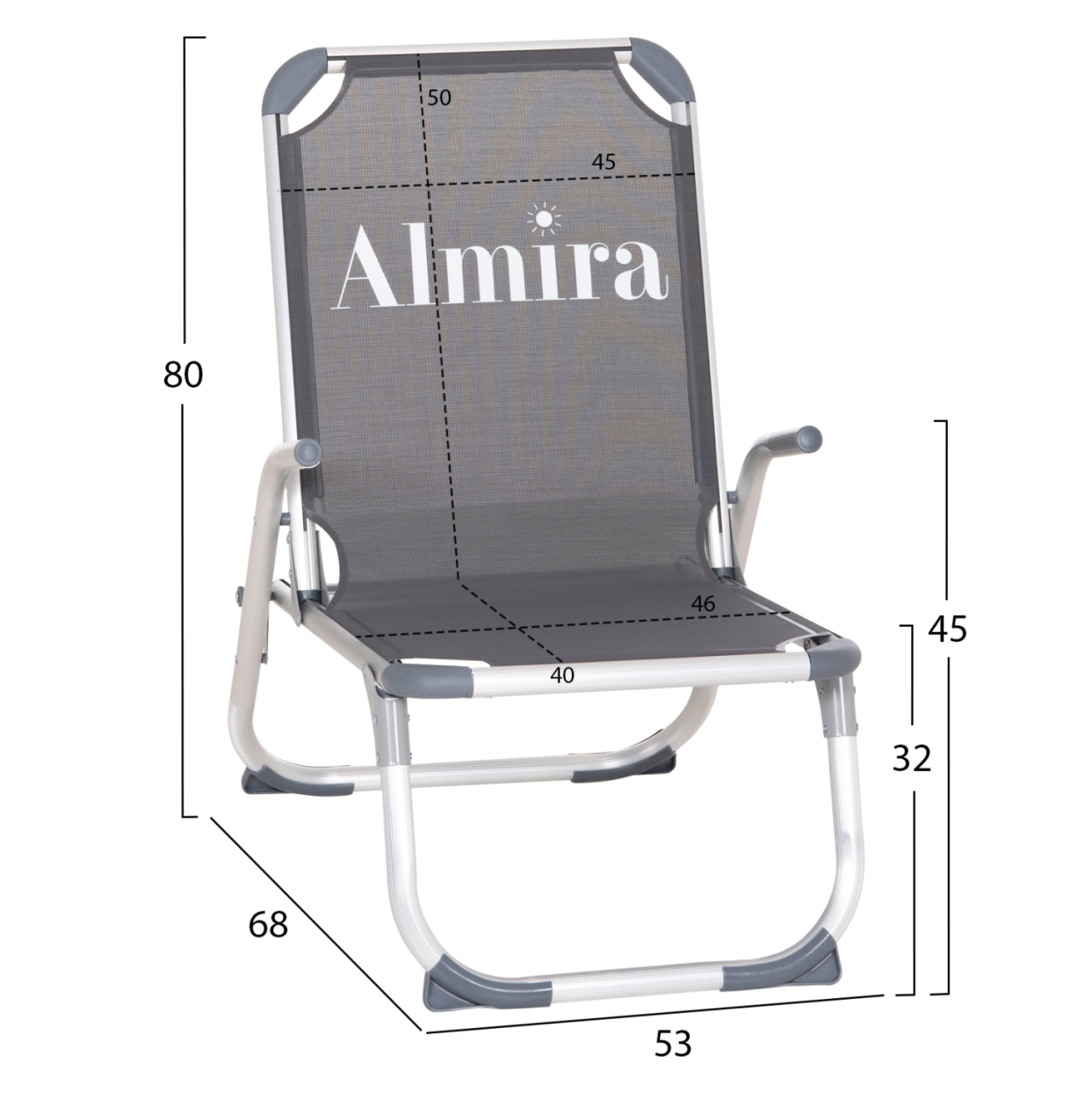 RAISED BEACH CHAIR HEAVY DUTY ALUMINUM ALMIRA HM6431.10 GREY TEXTILENE 53x68x80Hcm [2]