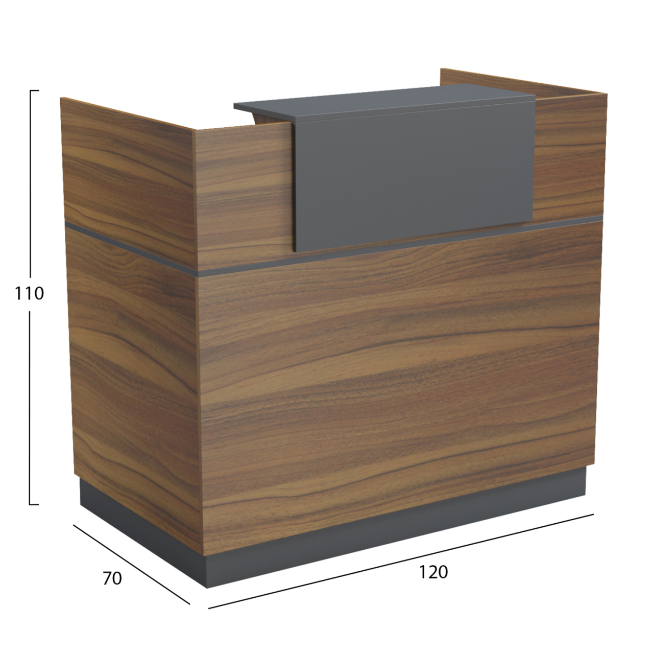 RECEPTION DESK BARRY HM2152.03 MELAMINE IN WALNUT/GREY 120x70x110Hcm. [2]