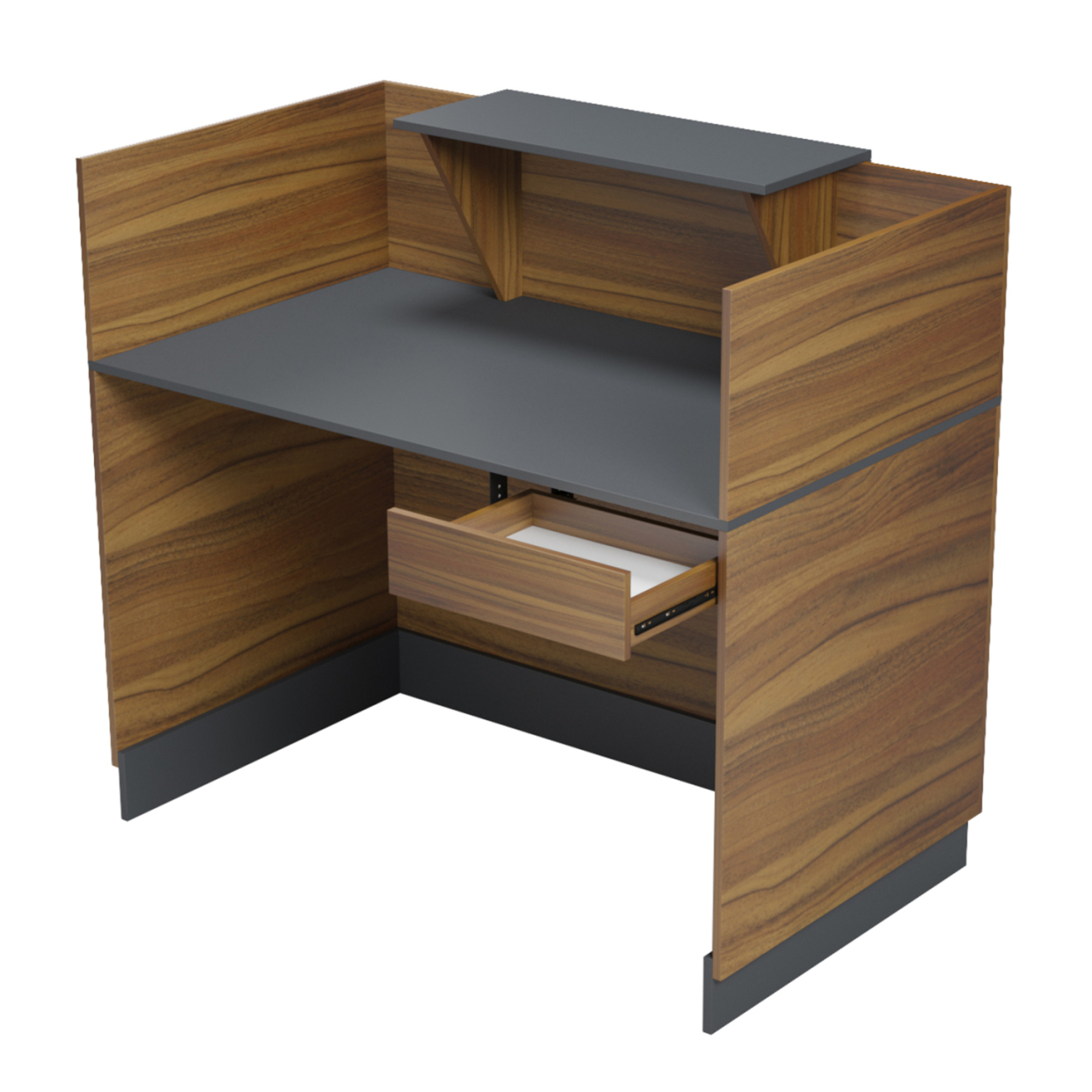 RECEPTION DESK BARRY HM2152.03 MELAMINE IN WALNUT/GREY 120x70x110Hcm. [7]