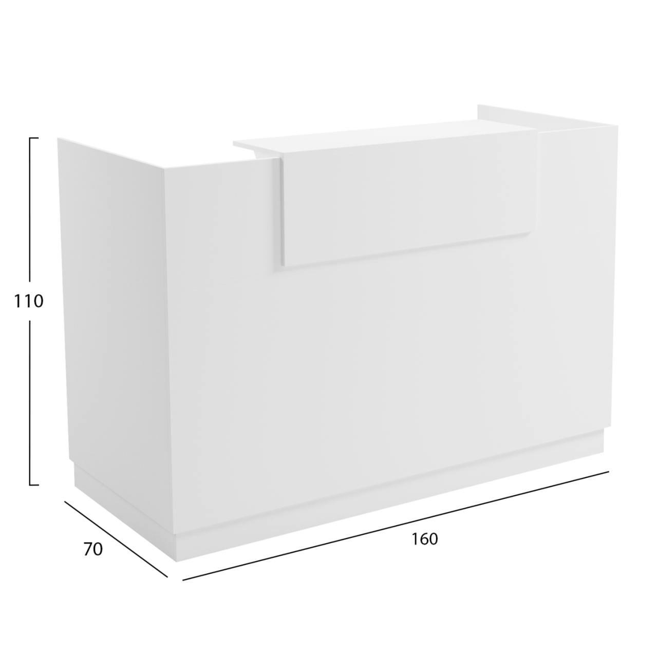 RECEPTION DESK BARRY HM2153.02 MELAMINE IN ALL WHITE 160x70x110Hcm. [2]
