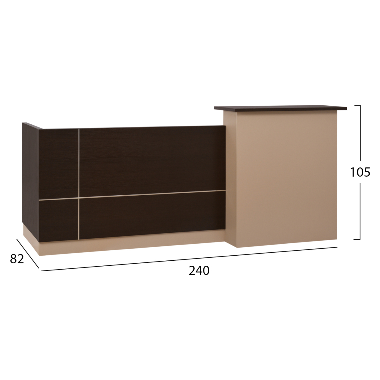 RECEPTION DESK DALTON HM2068.01 MELAMINE IN WENGE-BEIGE 240x80x106Hcm. [2]