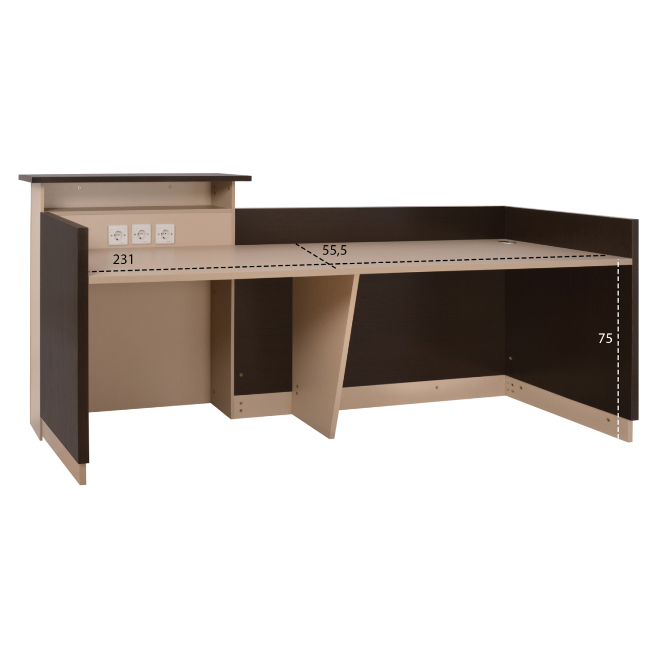 RECEPTION DESK DALTON HM2068.01 MELAMINE IN WENGE-BEIGE 240x80x106Hcm. [3]