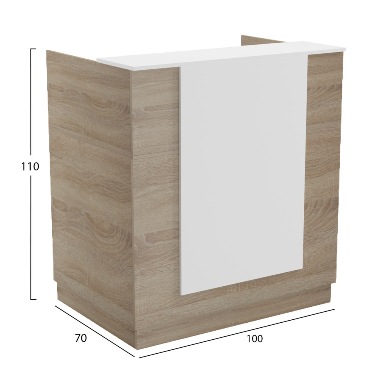RECEPTION DESK KARMEN HM2155.01 MELAMINE IN SONAMA/WHITE 100x70x110Hcm. [2]