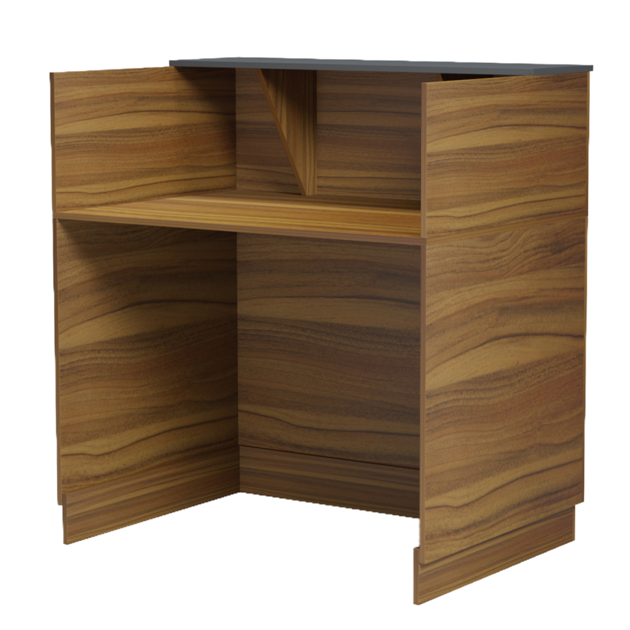 RECEPTION DESK KARMEN HM2155.03 MELAMINE IN WALNUT/GREY 100x70x110Hcm. [6]
