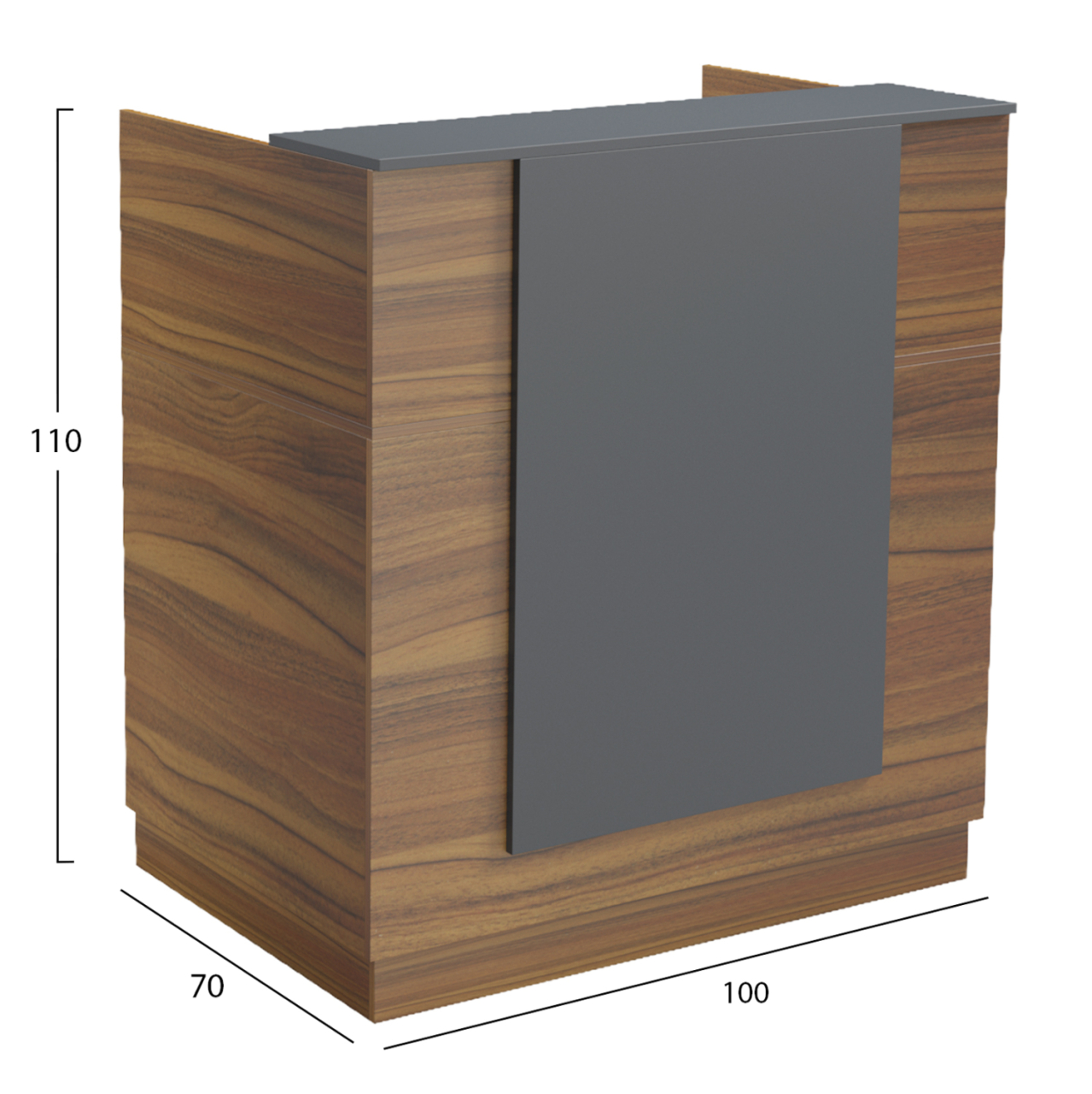 RECEPTION DESK KARMEN HM2155.03 MELAMINE IN WALNUT/GREY 100x70x110Hcm. [2]