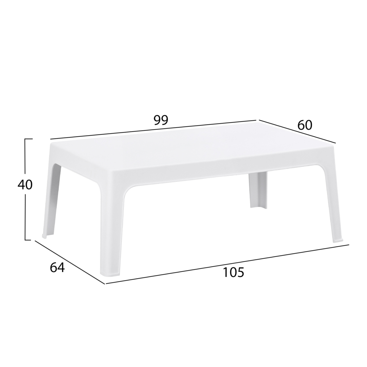RECTANGULAR COFFEE TABLE SLEEK HM6367.01 POLYPROPYLENE IN WHITE 105x64x40Hcm. [2]